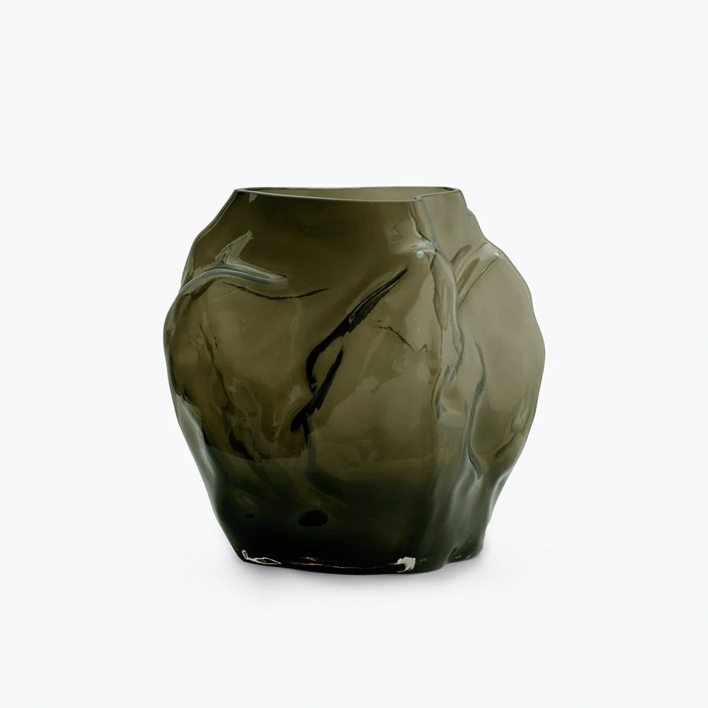 NEW WORKS Blaehr Vase Large, Smoked Green Glass - Image 2
