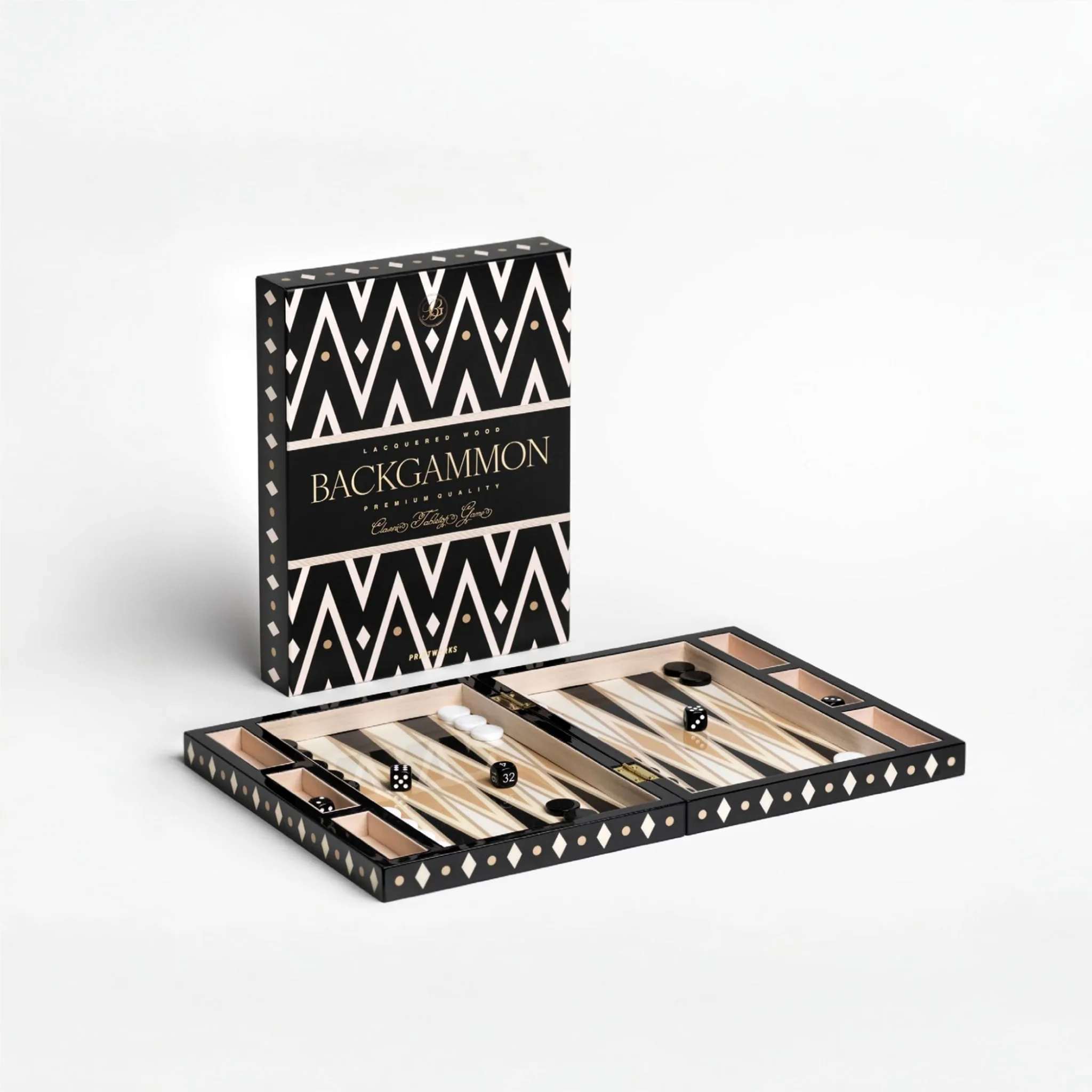 PRINTWORKS Classic Games Backgammon, Lacquered Black