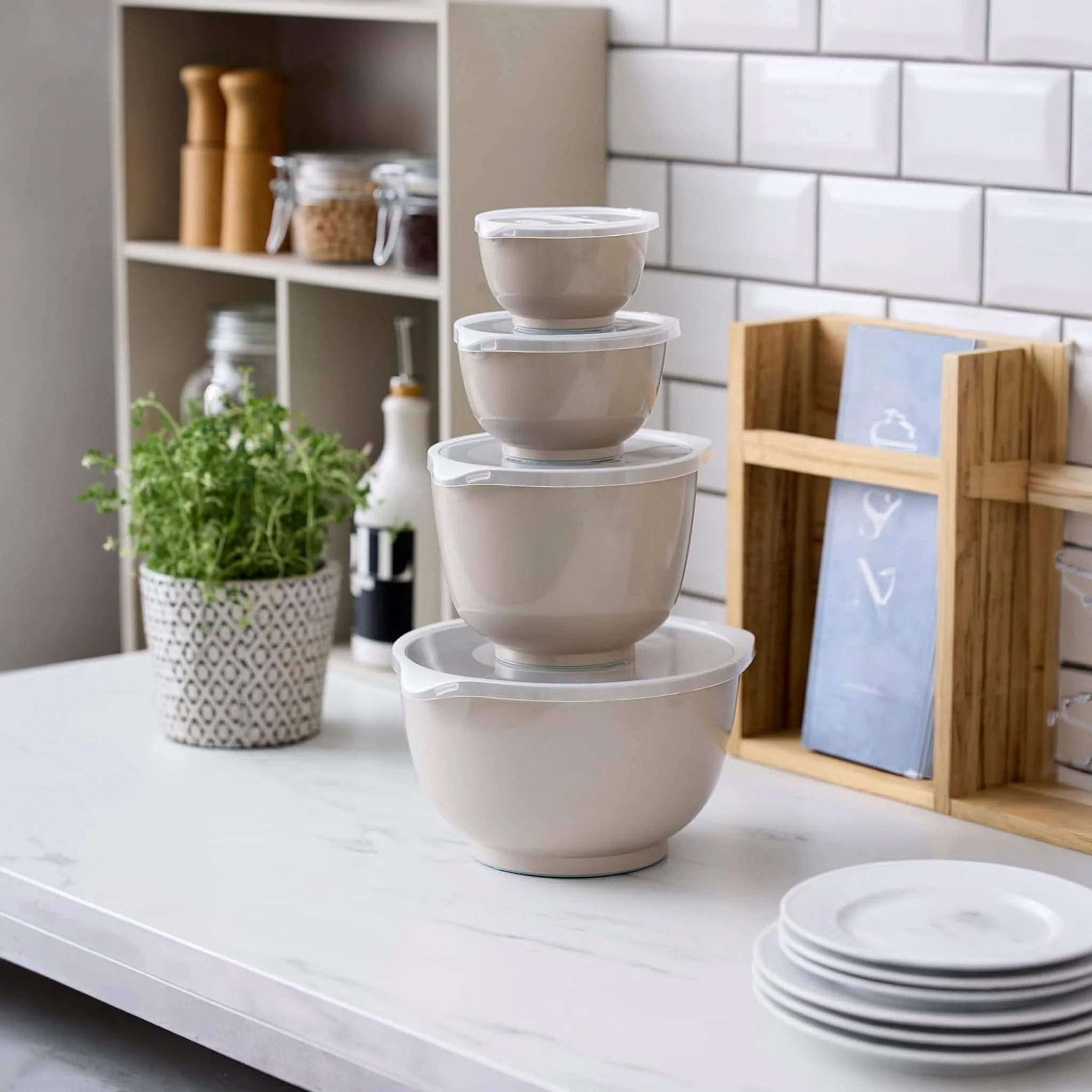 ROSTI Margrethe Bowl 8 pc Set w/ Lids (0.25L, 0.5L, 1.5L, 3L), Humus - Image 2