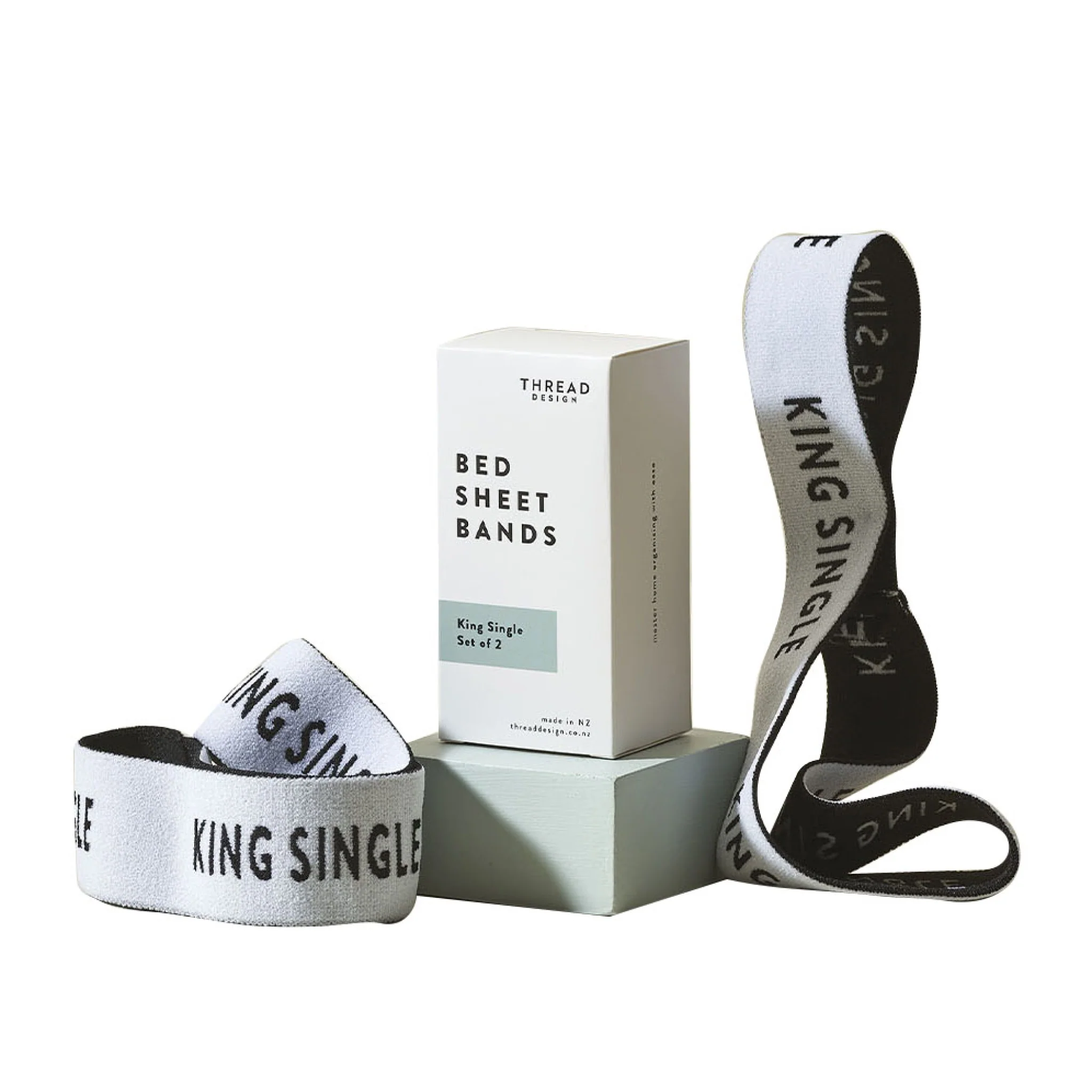 THREAD DESIGN Bed Sheet Bands, King Single (Set of 2)