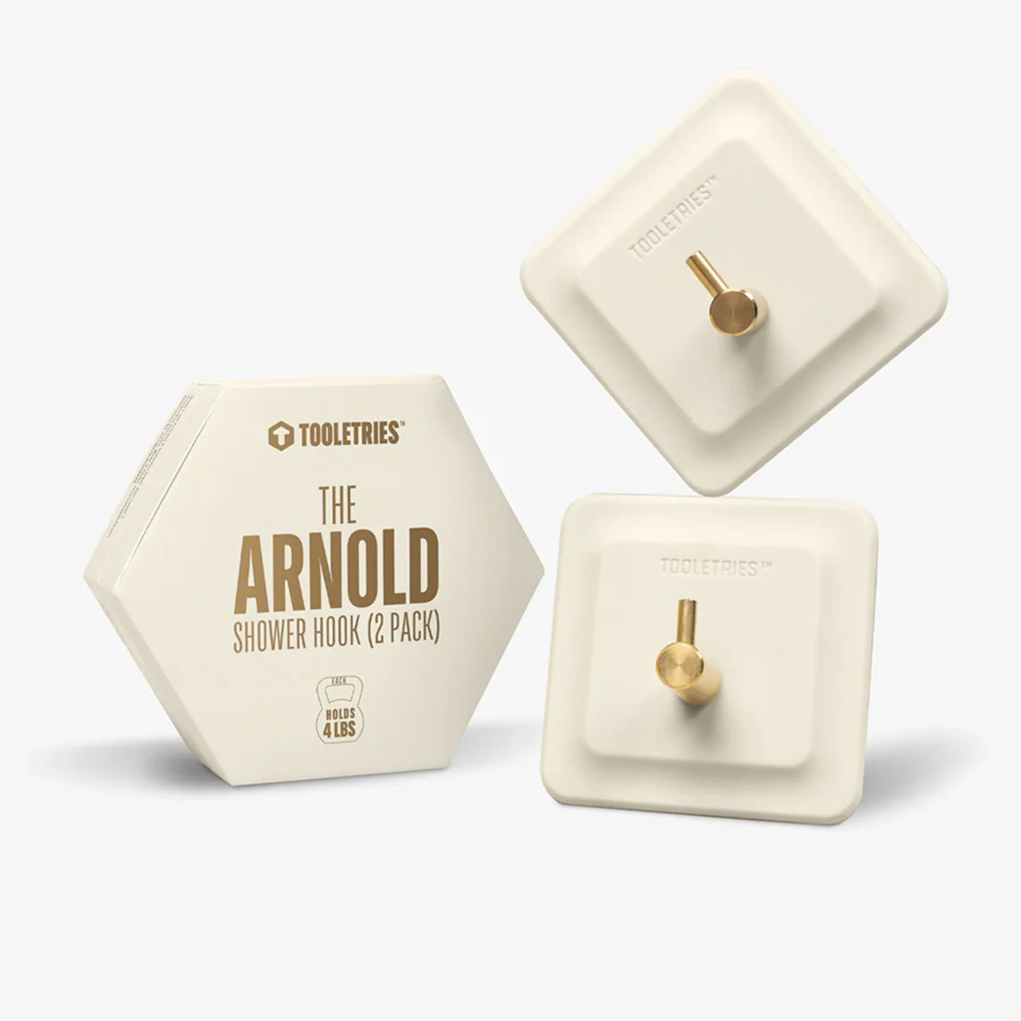TOOLETRIES The Arnold Shower Hook, Sand (Set of 2)