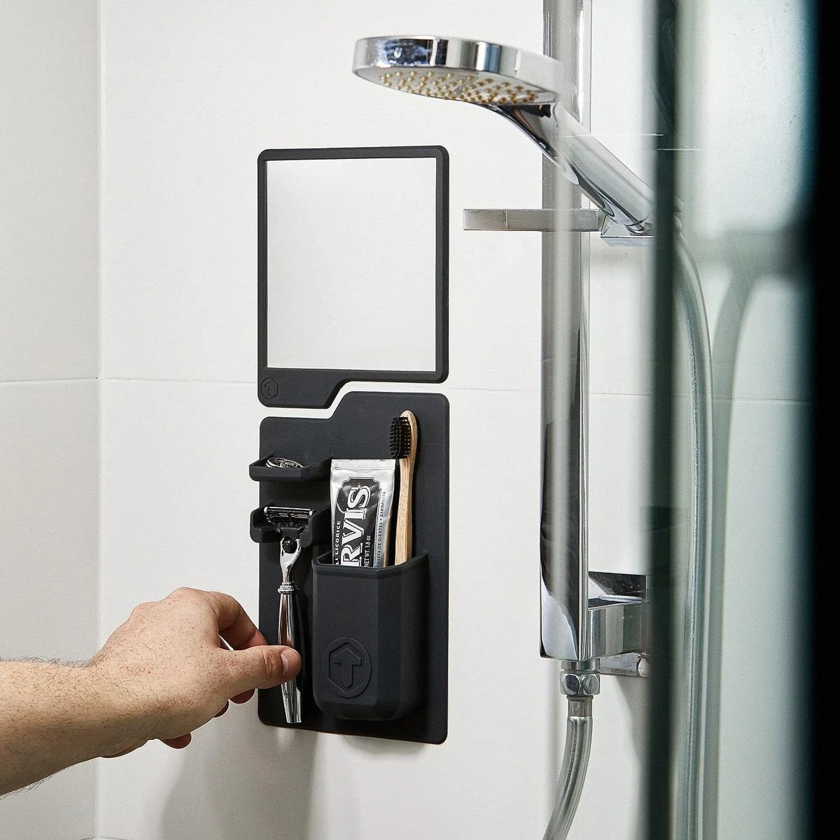 TOOLETRIES The Harvey Toothbrush and Razor Holder Shower/Bathroom, Black - Image 6