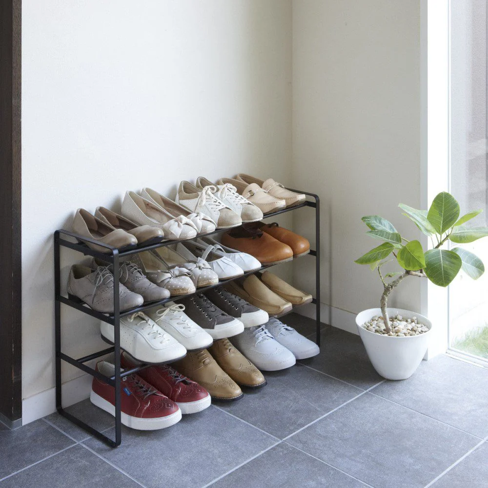 YAMAZAKI Frame Extendable Shoe Rack, 3 Tier, Black - Image 5