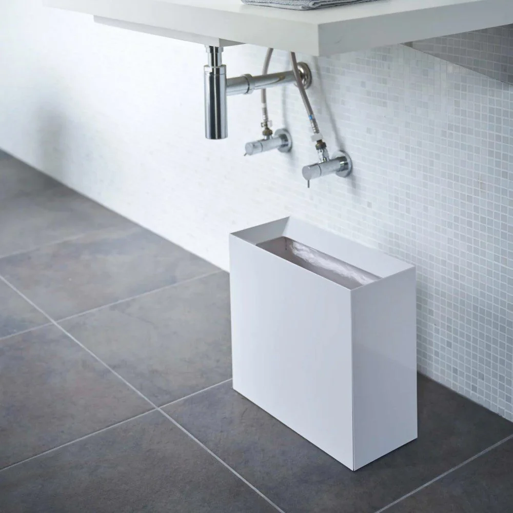 YAMAZAKI Tower Rectangular Trash Can/Rubbish Bin, White - Image 4