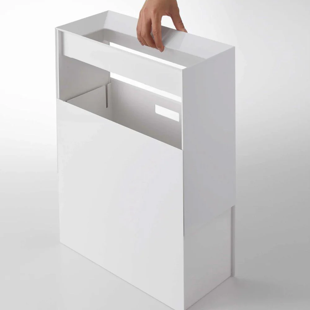 YAMAZAKI Tower Rectangular Trash Can/Rubbish Bin, White - Image 5