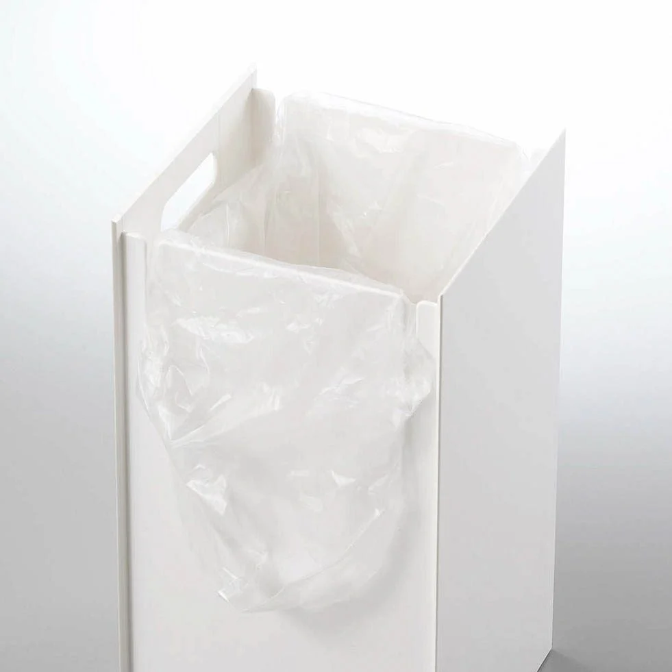 YAMAZAKI Tower Square Trash Can/Rubbish Bin, White, H33 cm - Image 6