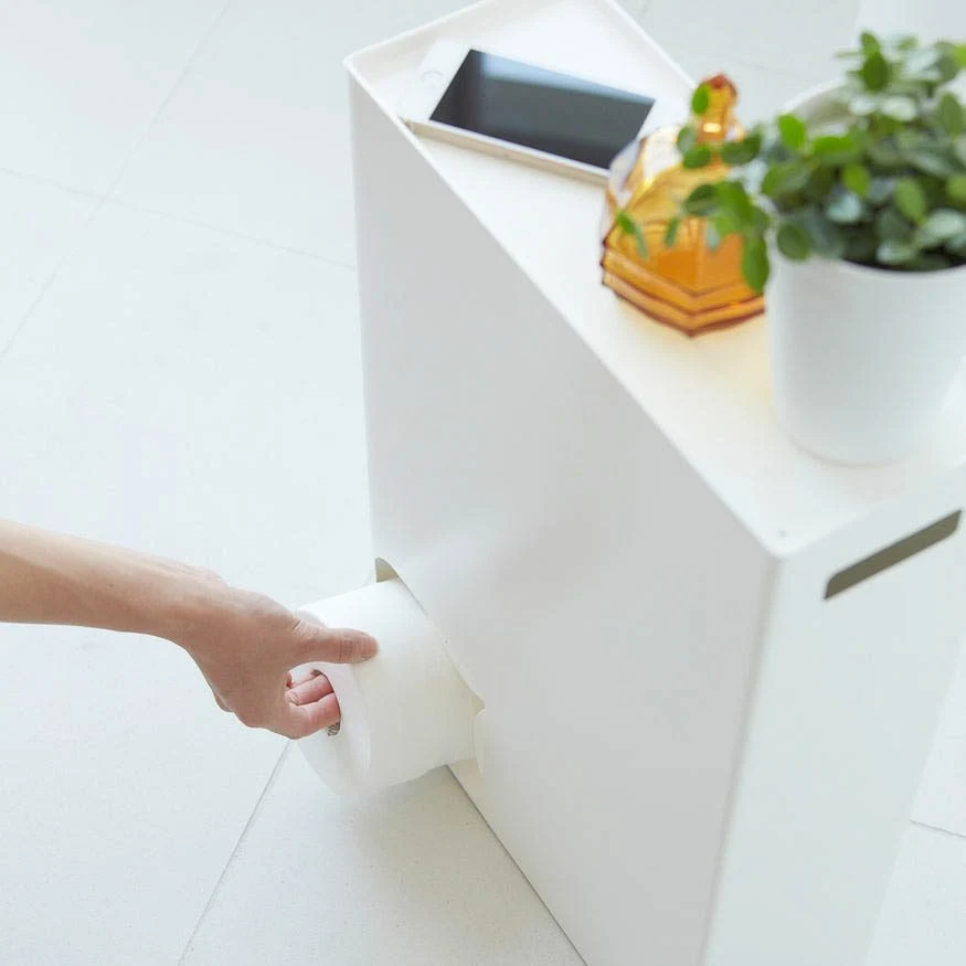 YAMAZAKI Tower Toilet Paper Stocker/Holder, White - Image 4