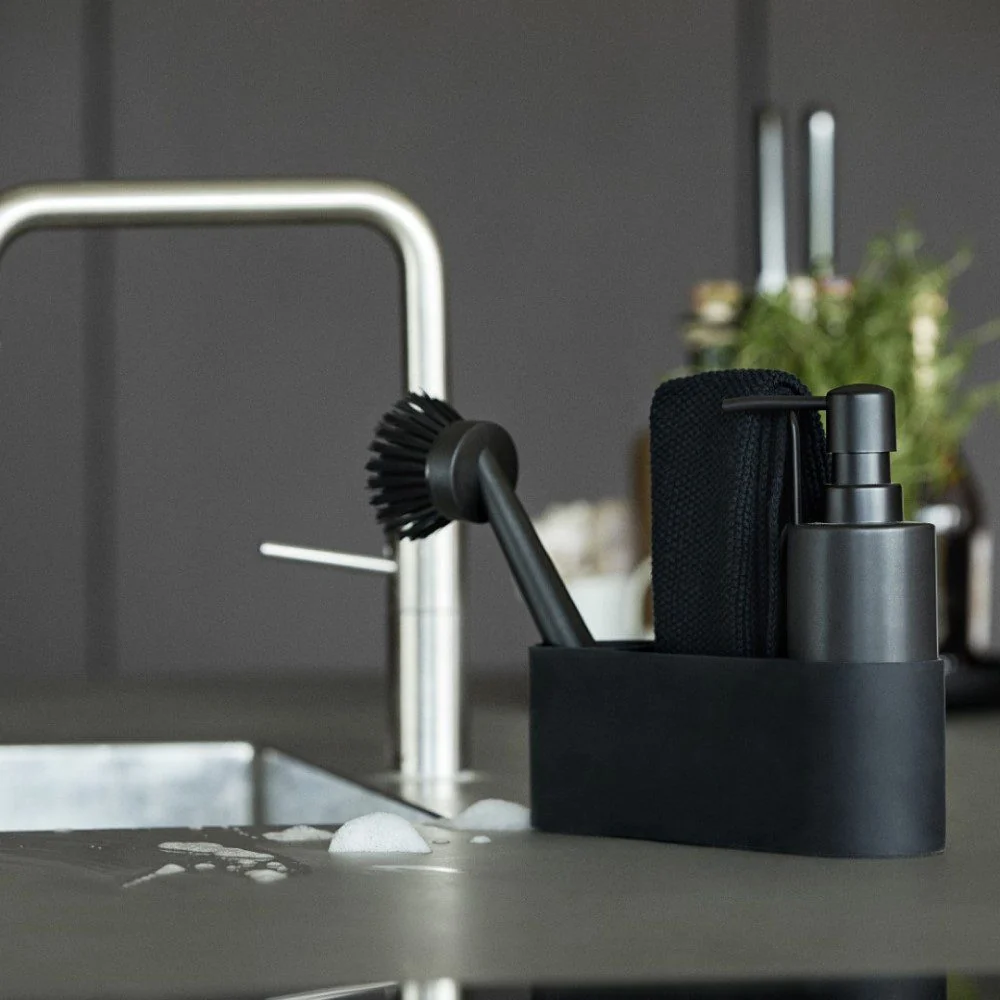 ZONE DENMARK Dishwashing Set with Round Dispenser, Black - Image 3