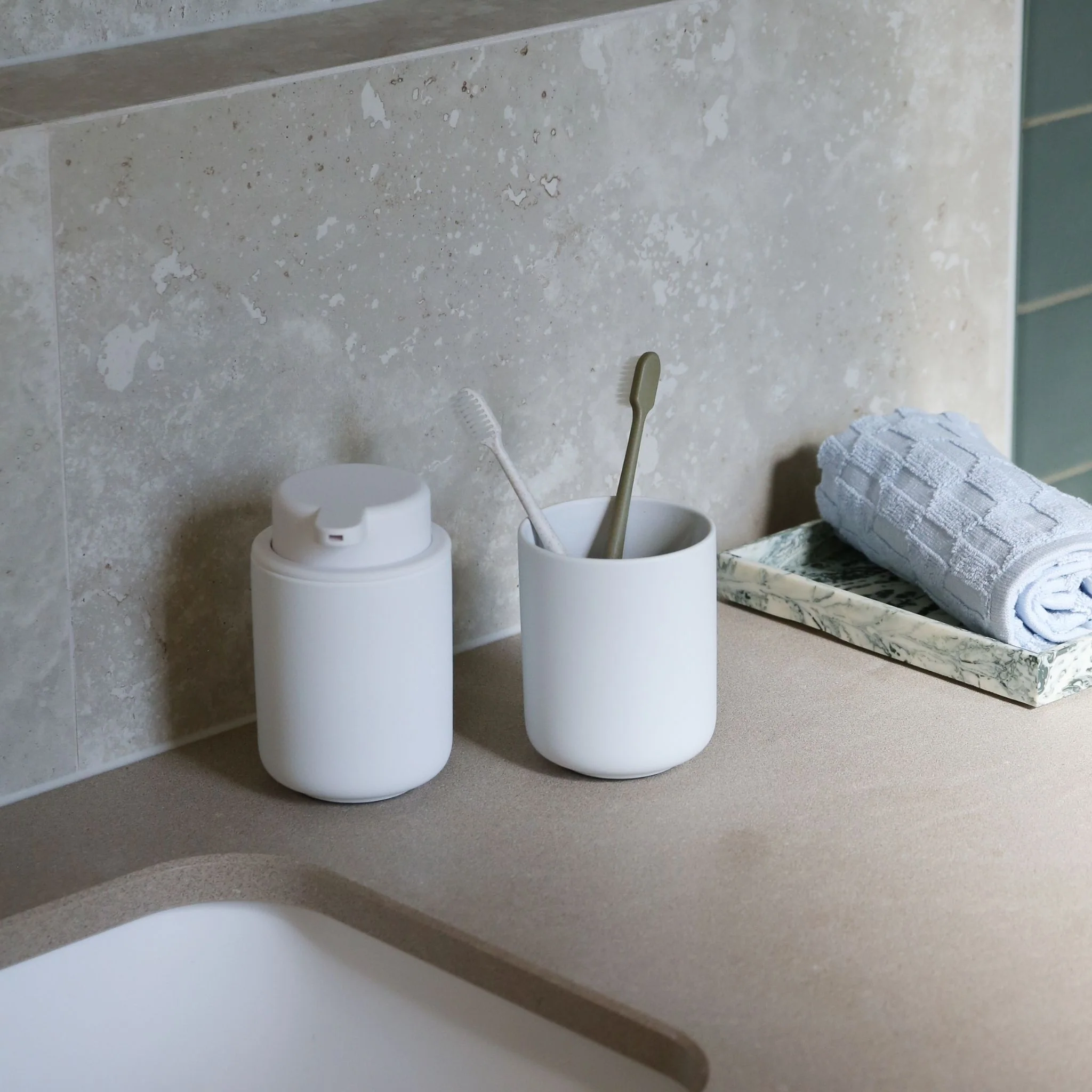 ZONE DENMARK Ume Soap Dispenser 250ml, H12.8cm, White - Image 5